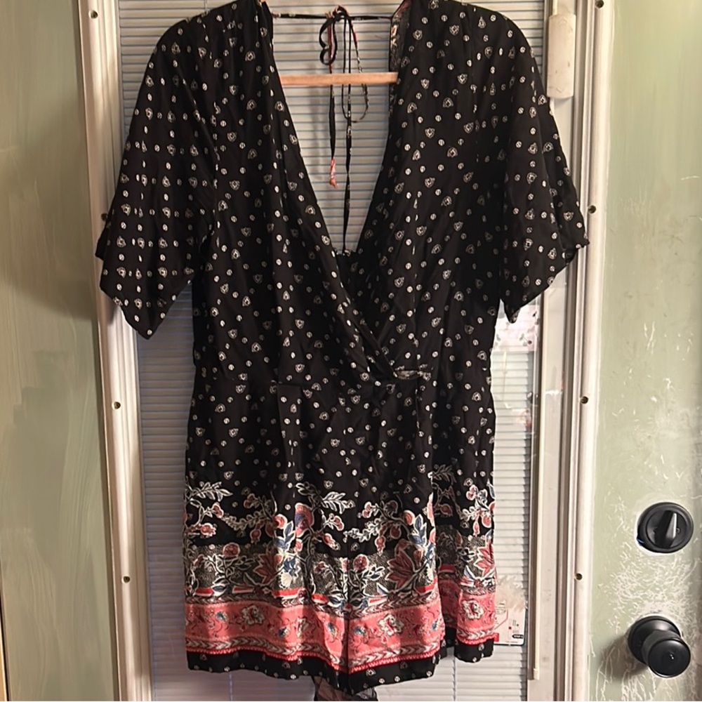 Blue Rain Black and White Flutter Sleeve Jumpsuit